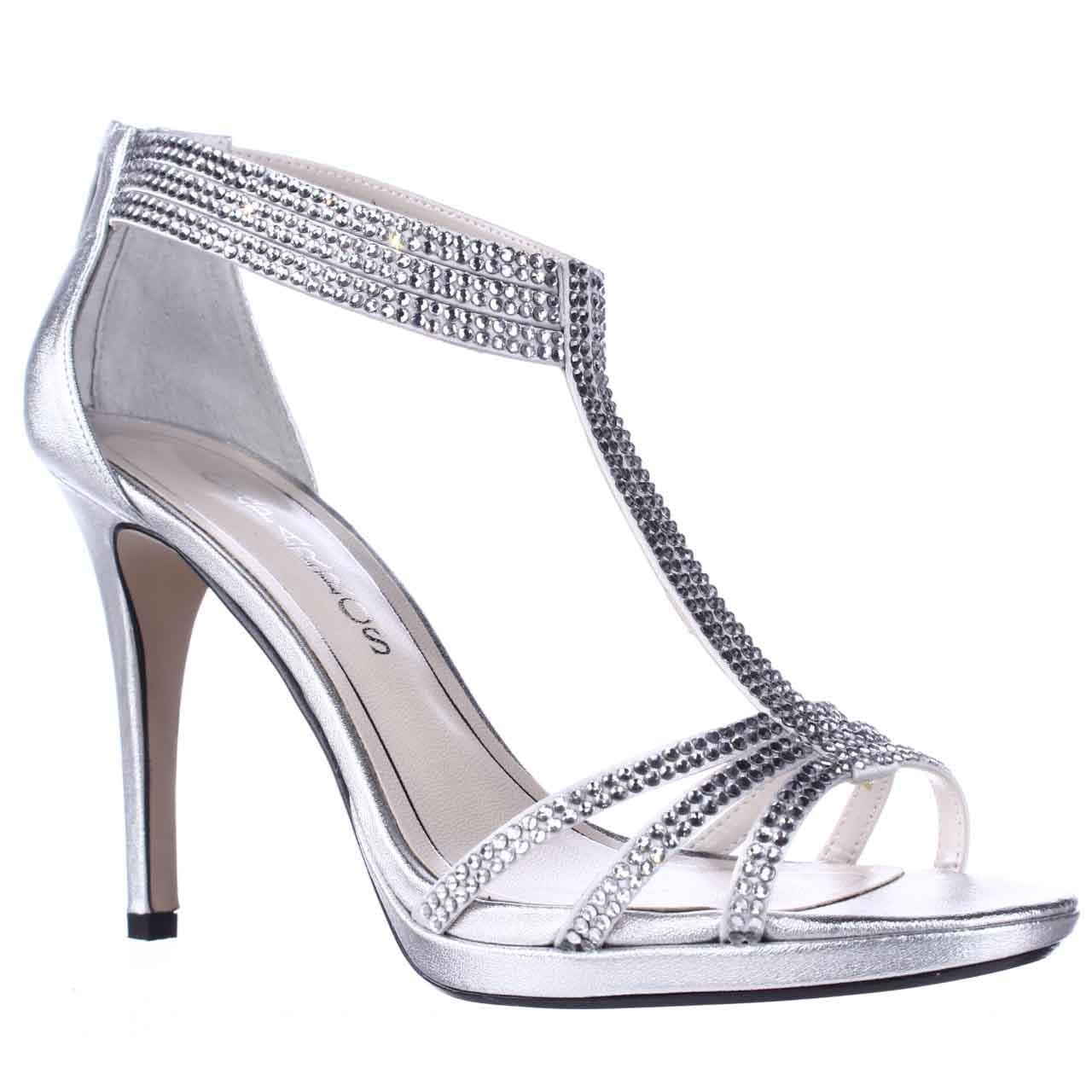 Womens Caparros Maddy Rhinestone T-Strap Dress Sandals - Silver ...