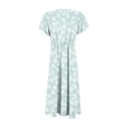 thumbnail image 4 of Women's Floral V-neck Short-sleeved Dress, Retro Elegant A-line Vacation Beach Dress, 4 of 7