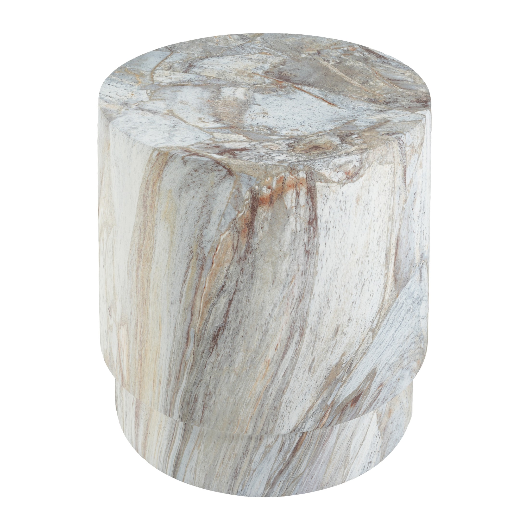 Christopher Knight Home Modern Lightweight MGO Accent Side Table with Drum Shape, Mist Stone
