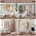 thumbnail image 6 of Mr IRONSTONE Heavy Duty Clothes Rack, Rolling Garment Rack with Lockable Wheels and Bottom Shelf, Metal Closet Organizer for Bedroom Laundry, Silver, 6 of 8