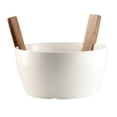 thumbnail image 2 of Safdie & Co. Porcelain Salad Bowl With Acacia Servers 3 Piece Set - 10, 2 of 5