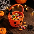 thumbnail image 6 of Halloween Candy Basket Pumpkin Woven 10.6x6.7x6.7in with Bow Handle Portable for Kids Trick or Treat Collection by OVFUIZ, 6 of 9