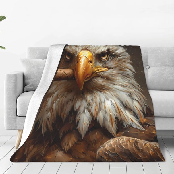 Balery Funny Bald Eagle Manta de Felpa Suave y Acogedora – Cobija de Franela Aterciopelada para Cama, Lavable y Cálida para Sofá, Mascotas, Transpirable-50"x40"