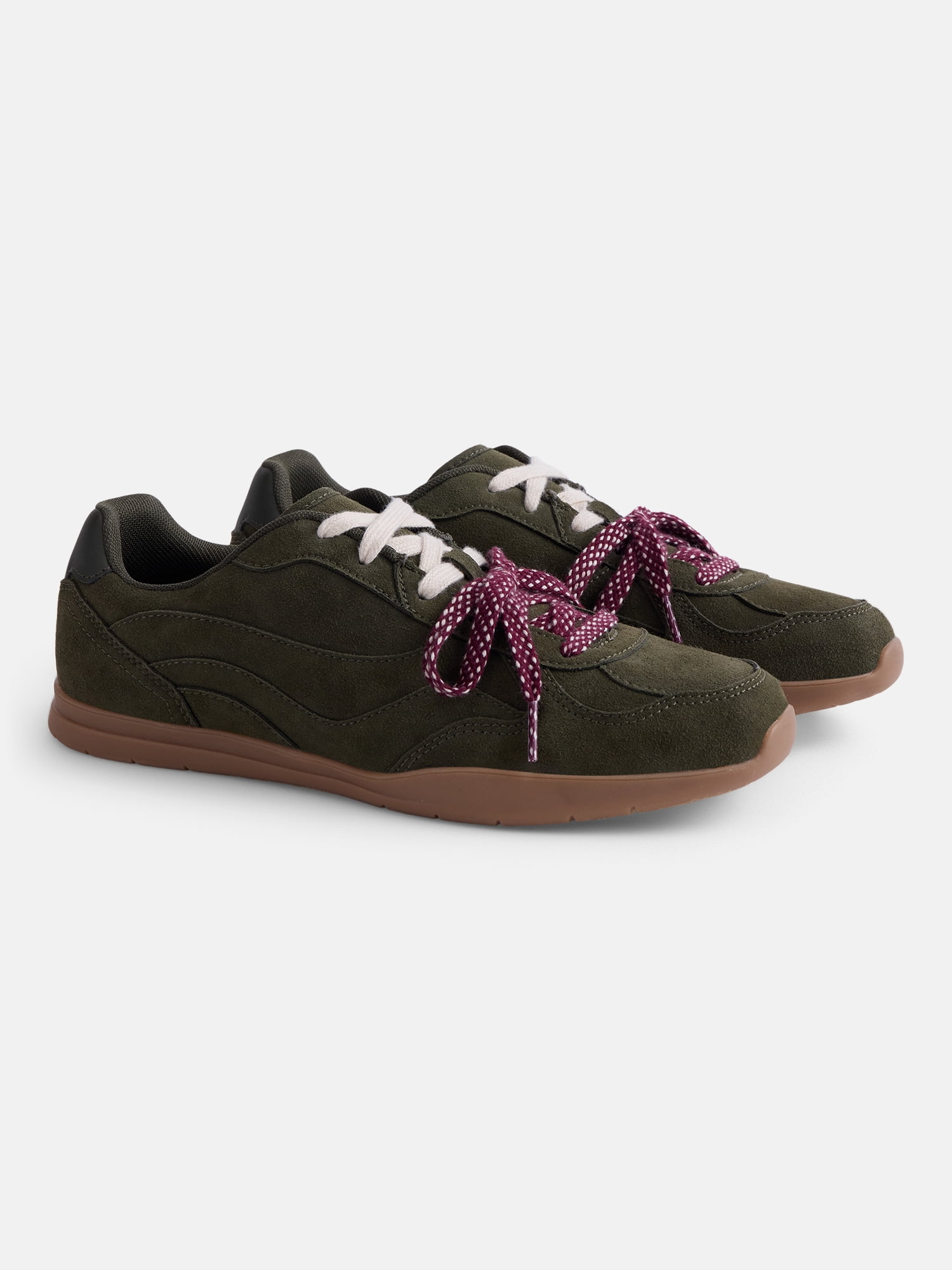 No Boundaries Women's Faux Suede Double Lace Sneakers