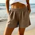 thumbnail image 7 of Hurxie Women's Sweat Shorts Casual Drawstring Shorts Comfy High Waisted Workout Lounge Shorts with Pockets Khaki,S, 7 of 7
