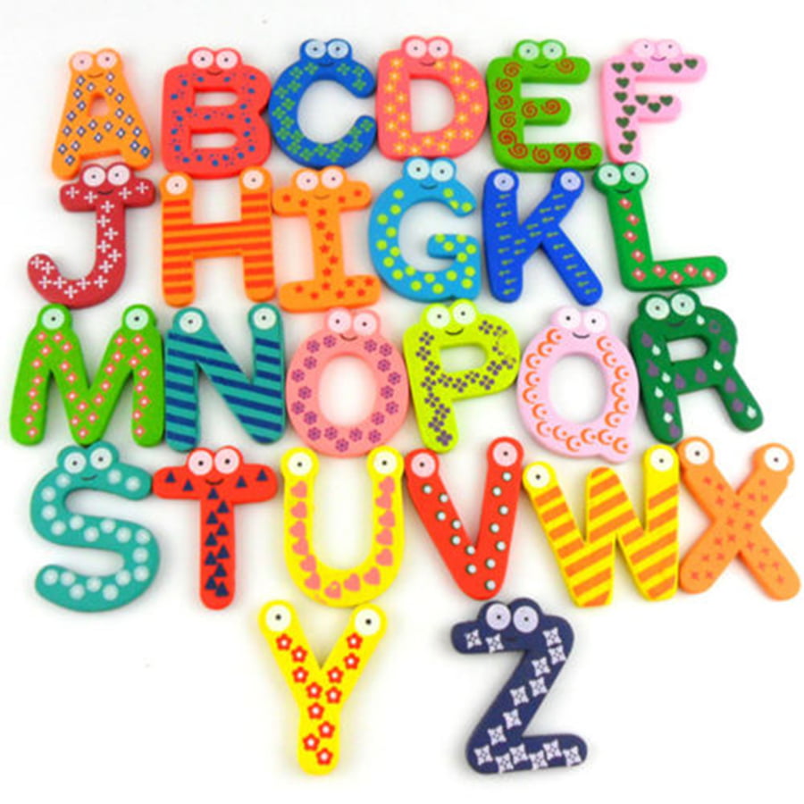 Toys Colourful Magnetic Wooden Fun Funky Magnet Numbers Letters Fridge Alphabet 