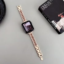 Compatible with Apple Watch Band 42mm 44mm 45mm 49mm Series Ultra 9 8 7 6 5 4 3 2 1 SE, Bling Replacement Bracelet iWatch Band, Diamond Rhinestone Stainless Steel Metal Wristband Strap, Rosegold