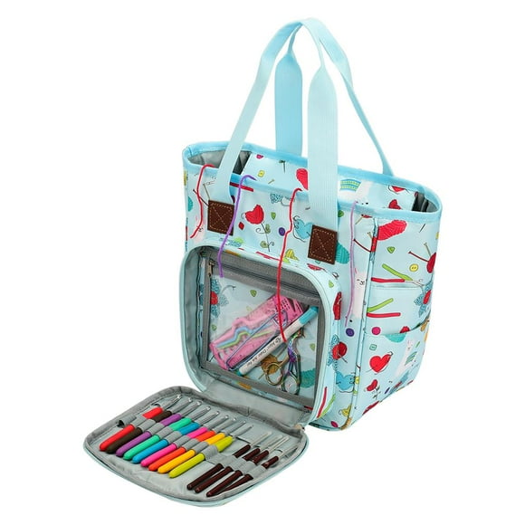 Bolsa De Artesanía 600D Oxford Tela Bolsa De Almacenamiento Impermeable Con Múltiples Bolsillos Para Ganchillo Punto De Cruz Proyecto Y Suministros Minnieouse HA013174-00