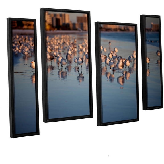 ArtWall Lindsey Janich "Seagulls II" 4-Piece Floater Framed Canvas Staggered Set