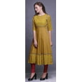 thumbnail image 3 of Bimba Goldenrod2 Floral Leaves & Tulip Indian Kurtis For Women Party Wear Anarkali Kurta Printed Long Maxi Dress Large, 3 of 5