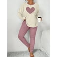 thumbnail image 3 of Plus Size Heart Fitted Long Sleeve And Long Pants Loungewear Set, 3 of 6