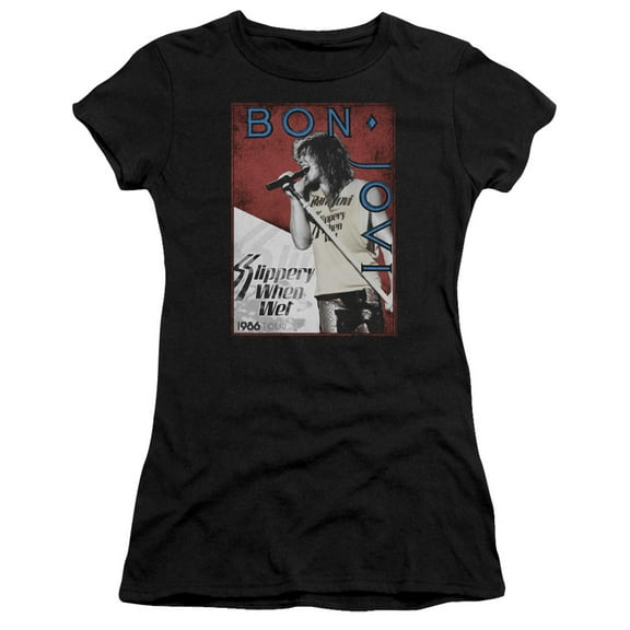 Bon Jovi '86 Tour Premium Junior Women's Sheer T-Shirt Black