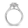 thumbnail image 2 of Solid 14k White Gold Round Halo Diamond Side-Stones with CZ Cubic Zirconia Center Stone Engagement Ring Size 8.5, 2 of 8