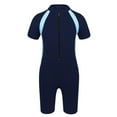 thumbnail image 2 of Sinleey Kids Boys' One Piece  Zipper Swimsuit Rash Guard Shirt Quick Dry Swimwear UPF50+ Navy Blue 12, 2 of 7