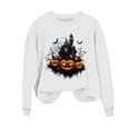 thumbnail image 6 of Inverlee Women's Halloween Sweatshirts Cute Pumpkin Ghost Graphic T-shirt Stretch Round Neck Sweatshirt Long Sleeve Holiday Pullover Tops Halloween Gifts, 6 of 6