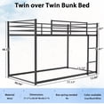 thumbnail image 4 of Kacho Floor Bunk Bed, Metal Bunk Bed Frame for s, Bunk Bed Twin Over Twin with Safety Full-Length Guardrails, for room Bedroom, Easy Assembly, No Box Spring Needed, Black, 4 of 6