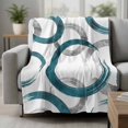 thumbnail image 2 of Turquoise Grey Blanket Soft Cozy Warm Throw Blanket for Couch, Plush Fuzzy Flannel Fleece Blankets for Sofa, Geometric Circle Modern Abstract Simple Art Bed Blankets Gifts for Men, 50"x60", 2 of 9