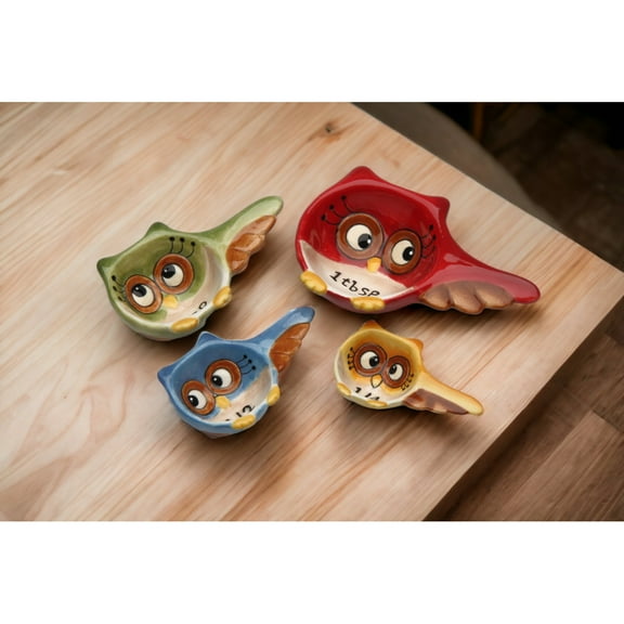 Ceramic Owl Measuring Spoons Set of 4 Home