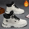 thumbnail image 3 of Botas altas amarillas de felpa de invierno para hombre, botas de nieve cálidas a prueba de frío para exteriores, zapatos informales con plataforma con cordones, 3 of 5