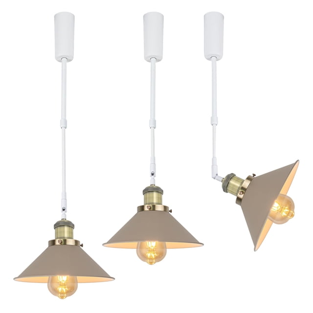 FSLiving Lampe de Piste Réglable en Hauteur Type J Rétractable avec Tige Télescopique Lampe Réglable Gimbale-Post Juno Lampe de Couverture DIY, Marron - 3 Lumières