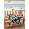 thumbnail image 2 of Outdoor Tablecloth with Umbrella Hole for Patio/Picnic/Party/Camping, Coastal Waterproof Table Cloth Rectangle Table Cover Washable, Summer Lemon Flower Shell Starfish Blue (60"x 102"), 2 of 8
