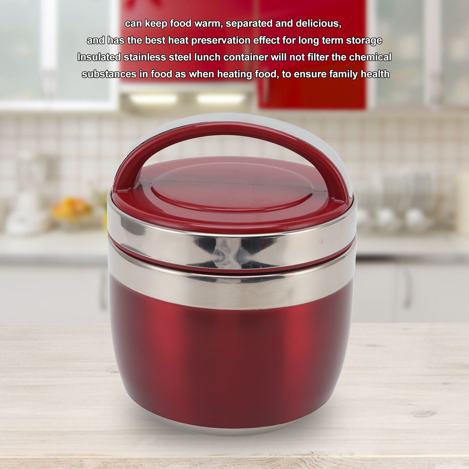 Insulated Lunch Box, 1.5L Vacuum Lunch Box 304 Stainless Steel Insulated Food Container Portable Bento Box for Office Worker[red]