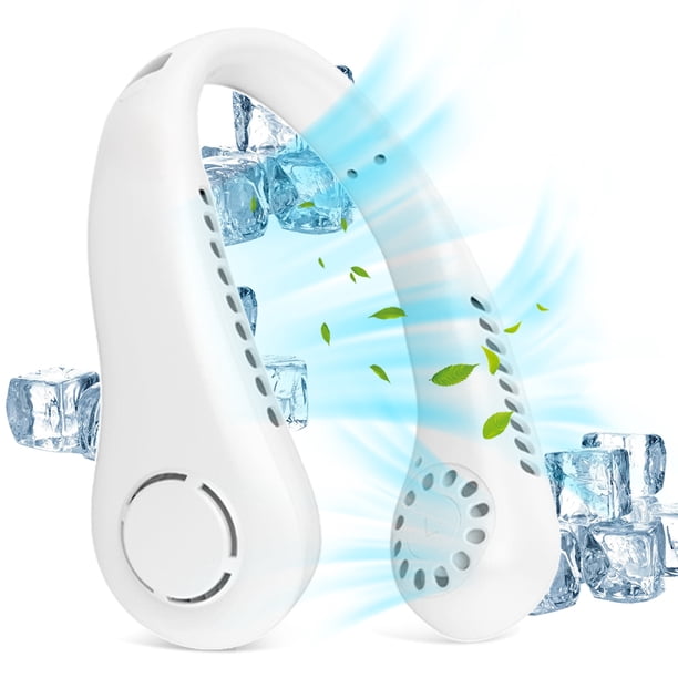 Ventilador 3 engranajes portátil sin hojas cuello colgante 2600 mAh gran capacidad aire acondicionad Tomshoo Blanco/3 velocidades