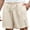 Beige1, variant on Men's Solid Color 100% Cotton Casual 5-Inch Shorts with Side Pockets Elastic Waist Drawstring Breathable Summer Lounge & Outdoor Pants S-XXXXL