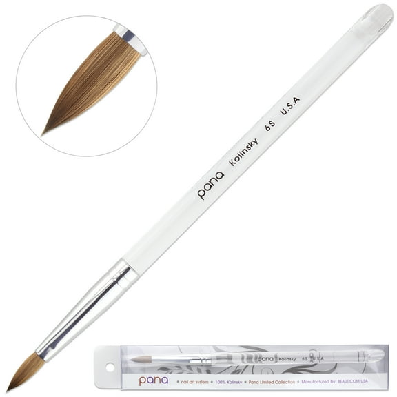 Fuji Kolinsky Nail Brush with Clear Oval Acrylic Handle - Size 6