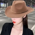 thumbnail image 6 of amagogo Cowboy Hat Cap Summer Big Brim Sunhat Women Men Props Versatile Cowgirl Hat Jazz Hat for Outdoor Carnival Party Winter Autumn Camel Color, 6 of 9