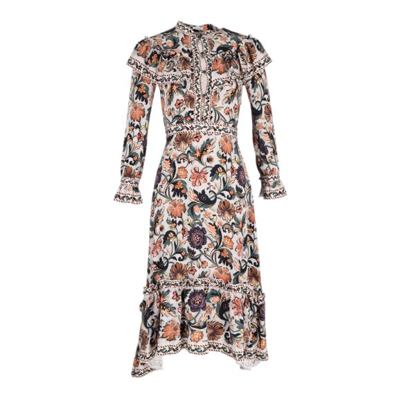 Pre-Owned Vilshenko Floral Print Midi Dress in Multicolor Silk