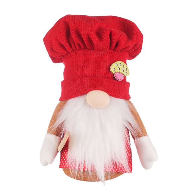Gibobby Doll Ornamento Sombrero de Navidad Red Chef Punto Decoración de Navidad Decoración para el(B,Talla única)
