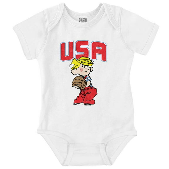 Dennis The Menace USA Baseball Romper Boys or Girls Infant Baby Brisco Brands NB