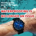 thumbnail image 3 of Reloj Ultra-Thin parahombre con esfera azul impermeable y reloj de cuarzo Dorado, 3 of 8