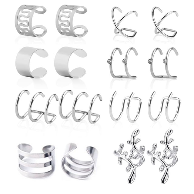 8 Paires de Boucles d'Oreilles Créatives Clip Cartilage Non Percées