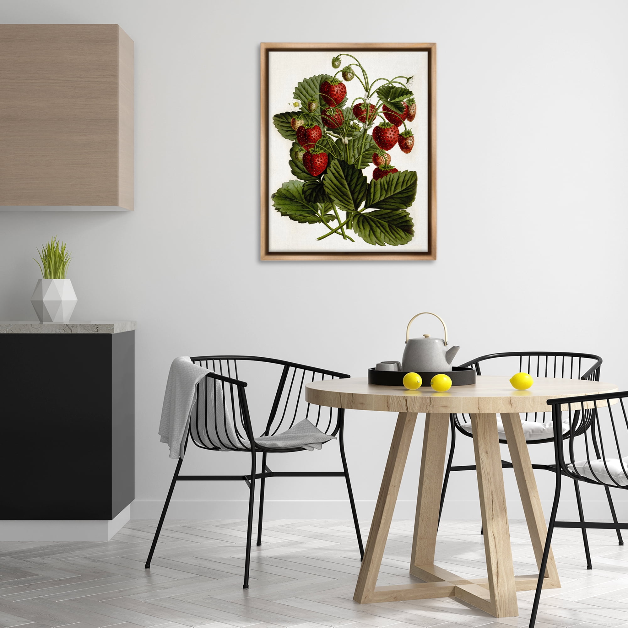 Stupell Industries Strawberry Plant Study Food & Beverage Painting Brown Floater Framed Art Print Wall Art, 25 x 31