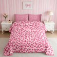 thumbnail image 2 of Erosebridal Leopard Bow Print Full Size Comforter Sets for Girls, Cheetah Animal Spots Girly Bedding Comforter Set, Pink Reversible 3-Piece 1 Comforter and 2 Pillowcases, 2 of 6