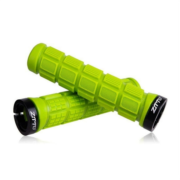1 Pair Bicycle Handlebar Grips Rubber Lock On Anti Slip Grip For Mtb Road Bike (Green)