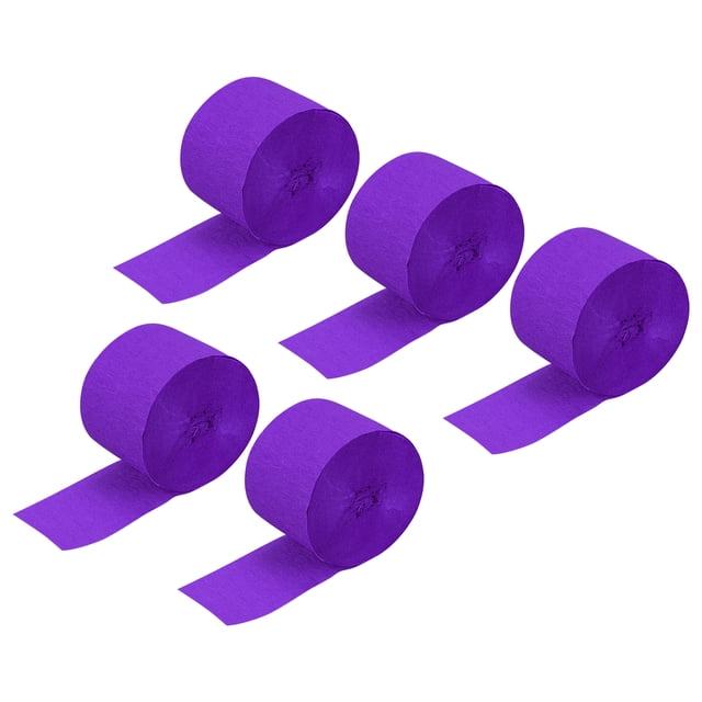 Unique Bargains Crepe Paper Streamer Decoration 82ft Long 1.77 Inch Wide, Purple 5 Pack