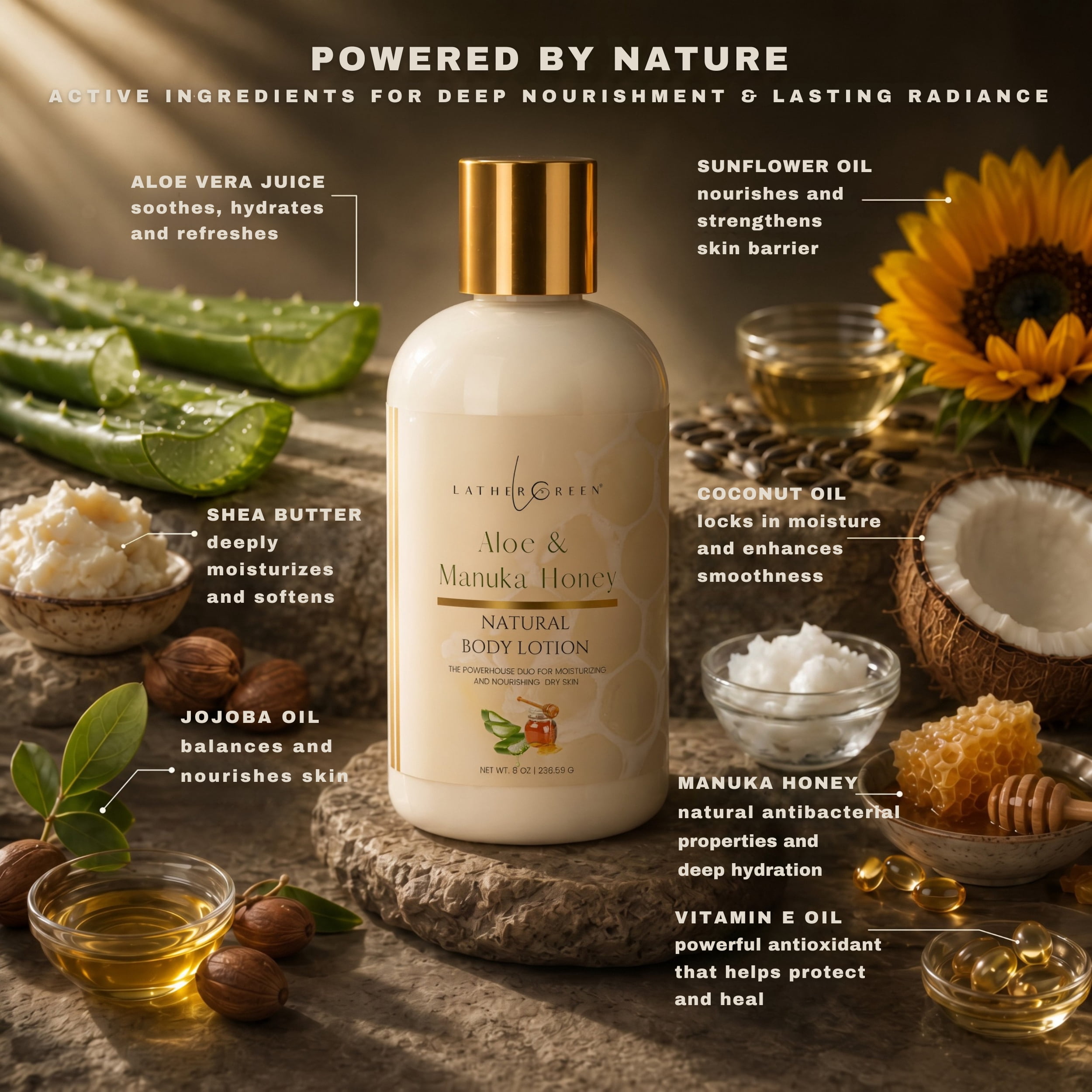 Aloe & Manuka Honey Body Lotion | Deep Moisture Daily Lotion