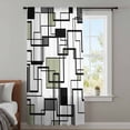 thumbnail image 4 of Sage Green Geometric Sheer Curtains 96 Inches Long, Black Grey Abstract Striped Modern Art Light Filering Curtains, Privacy Drapes Simi Floor to Veiling Curtain for Living Room Large Window Treatment, 4 of 9
