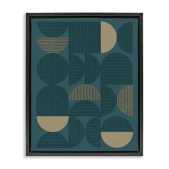 Stupell Industries Blue Modern Arch Shapes Abstract Painting Black Floater Framed Canvas Art Print Wall Art, 17 x 21