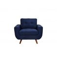 thumbnail image 5 of 41" Accent Chair, Modern Linen Fabric Armchair with Tufted Backrest and Solid Wood Legs, Upholstered Comfy Leisure Chair Club Chair with Thicken Armrest for Living Room, Dark Blue, 5 of 8