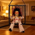 thumbnail image 6 of Gumesh Halloween Decorations, Animated Halloween Decor,Clown Scary Skull Cage Prop with Motion Activated, Spooky Hanging Ghost Light Up Eyes for Haunted House Indoor Outdoor Decor, 6 of 6