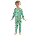 thumbnail image 6 of FORMRS Long Sleeve Top and Pants Pajama Set for Niños 2-Piece Sleepwear, Sizes 18M-8Y, Green American Footballs, 6 of 6