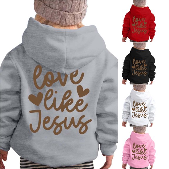 Vividxx Boys Hoodies Cute Letter Print Long Sleeved Hooded Sweatshirt Casual Loose Pullover For Fall Winter Clothes 5-6 Years
