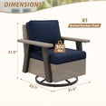 thumbnail image 4 of INTER HUT Serenity Retreat 360° Swivel Rocker Patio Chair, Outdoor Rattan Swivel Chair with Cushions, Beige/Dark Blue, 4 of 9