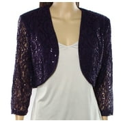 R & M Richards NEW Purple Womens Size 14 Lace Sequin Bolero Shrug