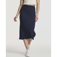 thumbnail image 2 of 3 Pack: Women's Midi Ribbed Knit Skirt With Side Slit - Stretchy Office Work Business Casual Pencil Pull-On Skirts, 2 of 6