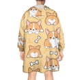 thumbnail image 2 of Wearable Oversized Blanket,Corgi Dog and Footprints Wearable Blanket Hoodie for Adults,Cozy Hooded Blankets with Super Pockets,Super Warm Fuzzy Pullover for Women & Men, 2 of 6